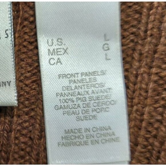 EMMA JAMES Suede sweater Jacket Womens L Zip Brown career office retro classic - Picture 9 of 10